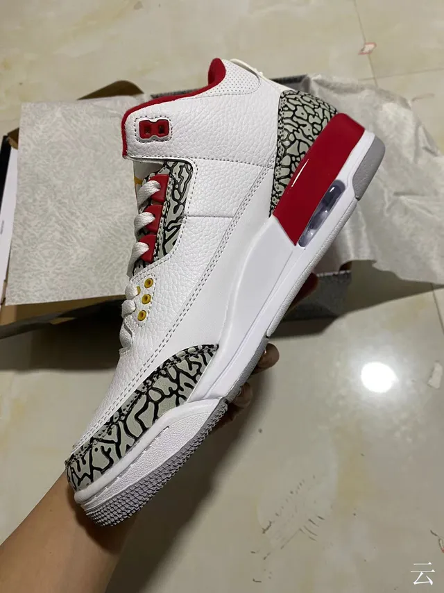 Chaussures de basketball Air Jordan 3 blanc ciment rouge 4
