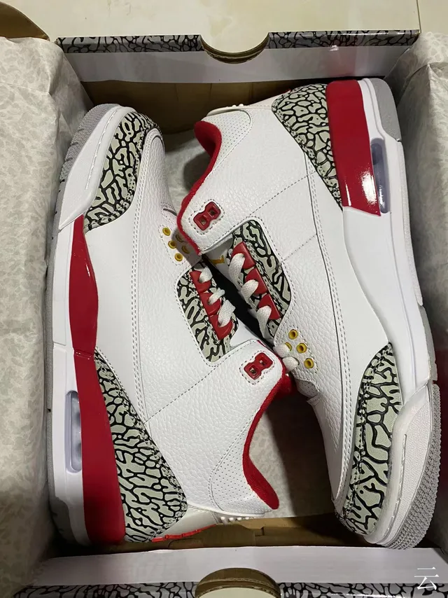 Chaussures de basketball Air Jordan 3 blanc ciment rouge 7