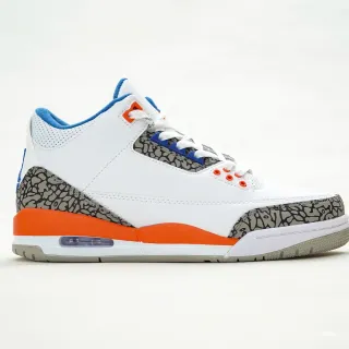 Air Jordan 3 White Orange Blue Elephant Print Basketball Shoes