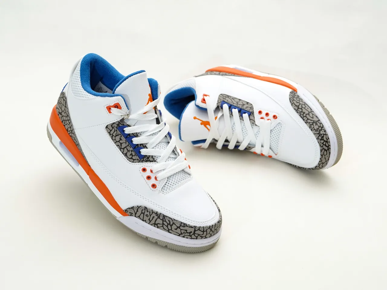 Air Jordan 3 White Orange Blue Elephant Print Basketball Shoes 6