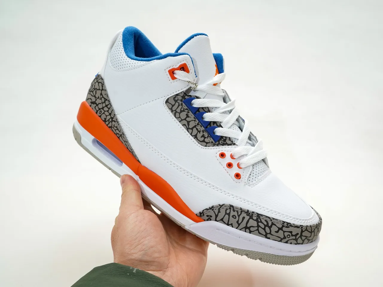 Air Jordan 3 White Orange Blue Elephant Print Basketball Shoes 7