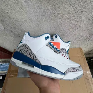 Air Jordan 3 White Royal Blue Elephant Print Basketball Shoes