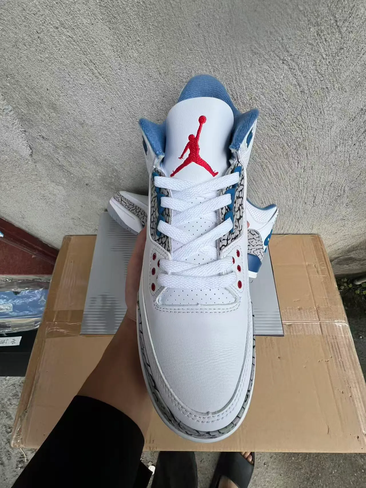 Air Jordan 3 White Royal Blue Elephant Print Basketball Shoes 3