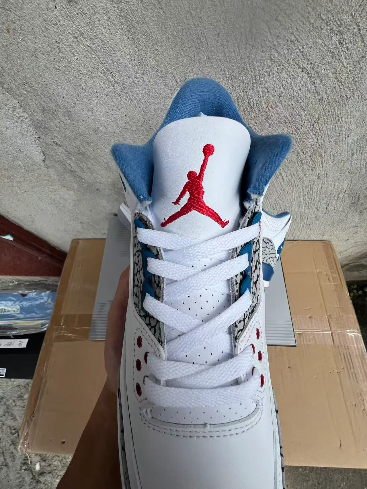 Air Jordan 3 White Royal Blue Elephant Print Basketball Shoes 4