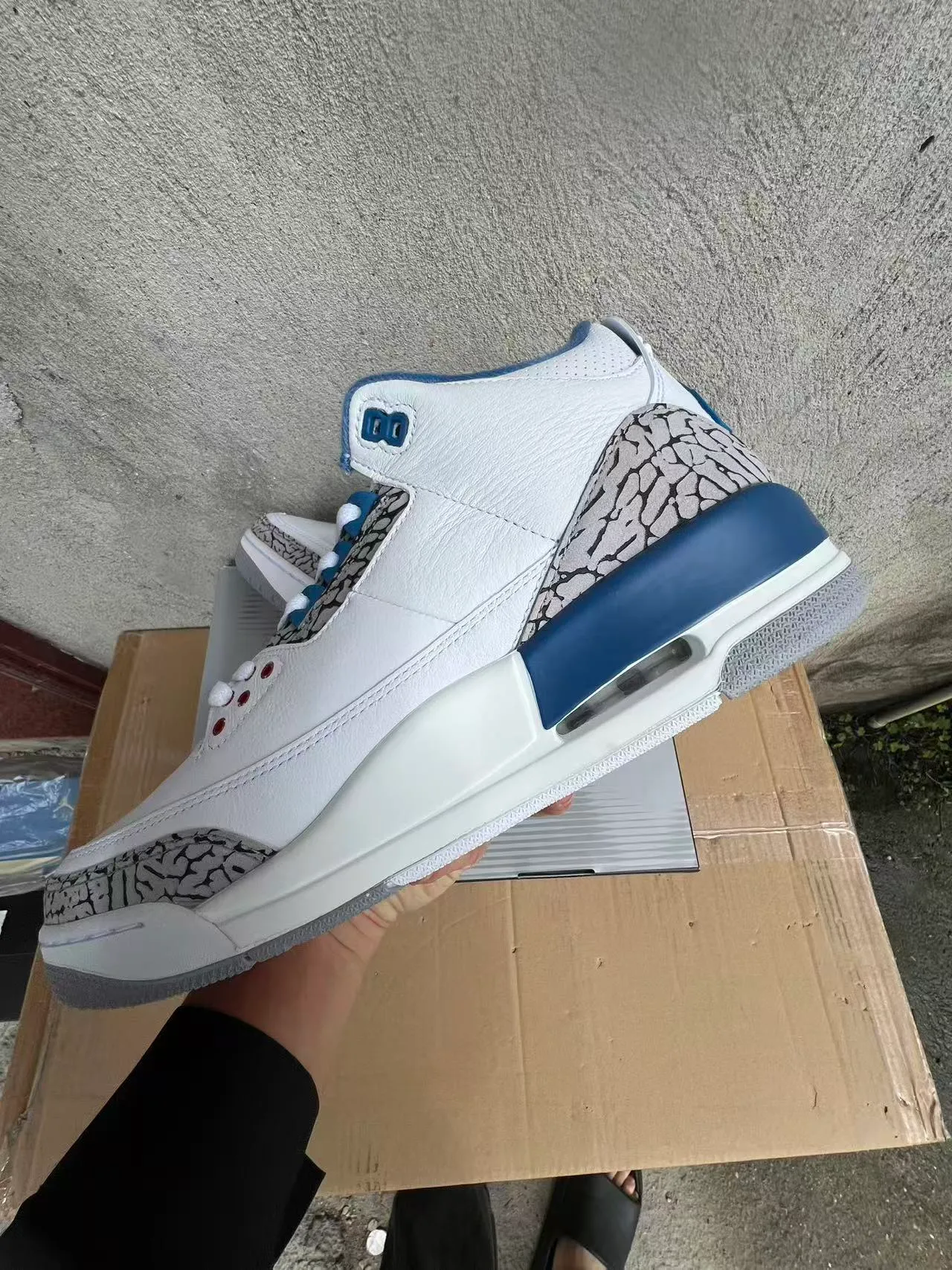 Air Jordan 3 White Royal Blue Elephant Print Basketball Shoes 5