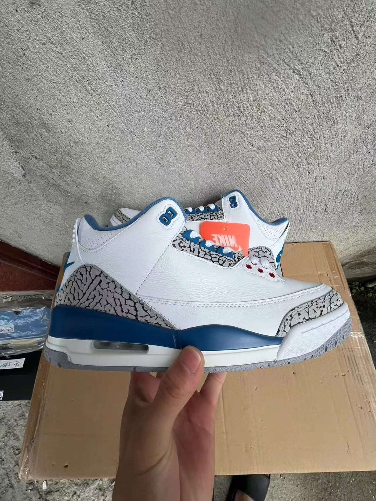 Air Jordan 3 White Royal Blue Elephant Print Basketball Shoes 7