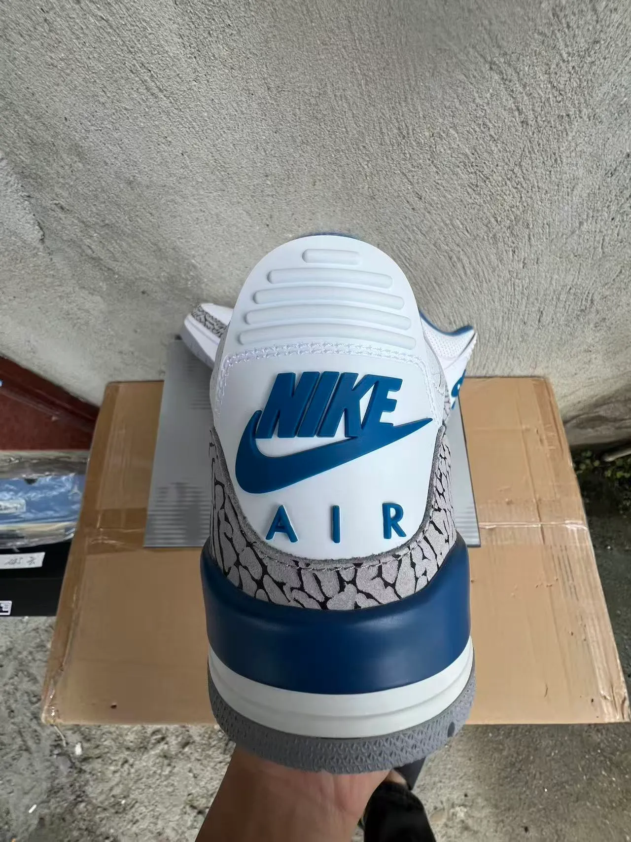 Air Jordan 3 White Royal Blue Elephant Print Basketball Shoes 8