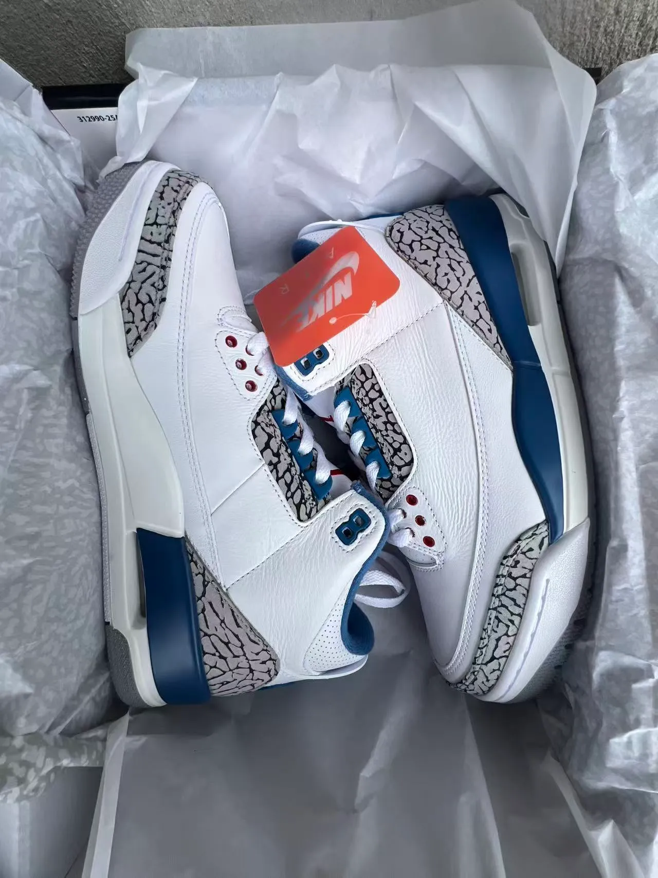 Air Jordan 3 White Royal Blue Elephant Print Basketball Shoes 9