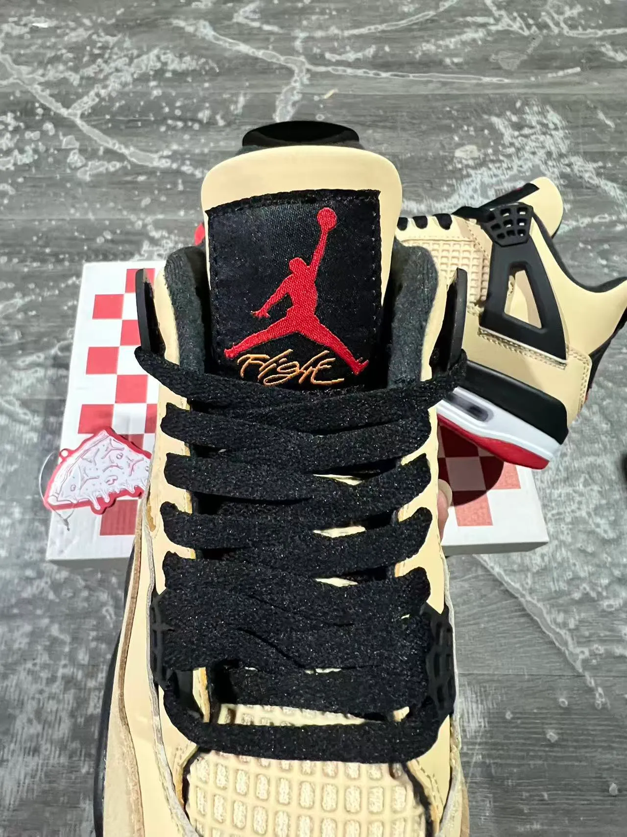 Air Jordan 4 Beige Black Red Basketball Shoes 4