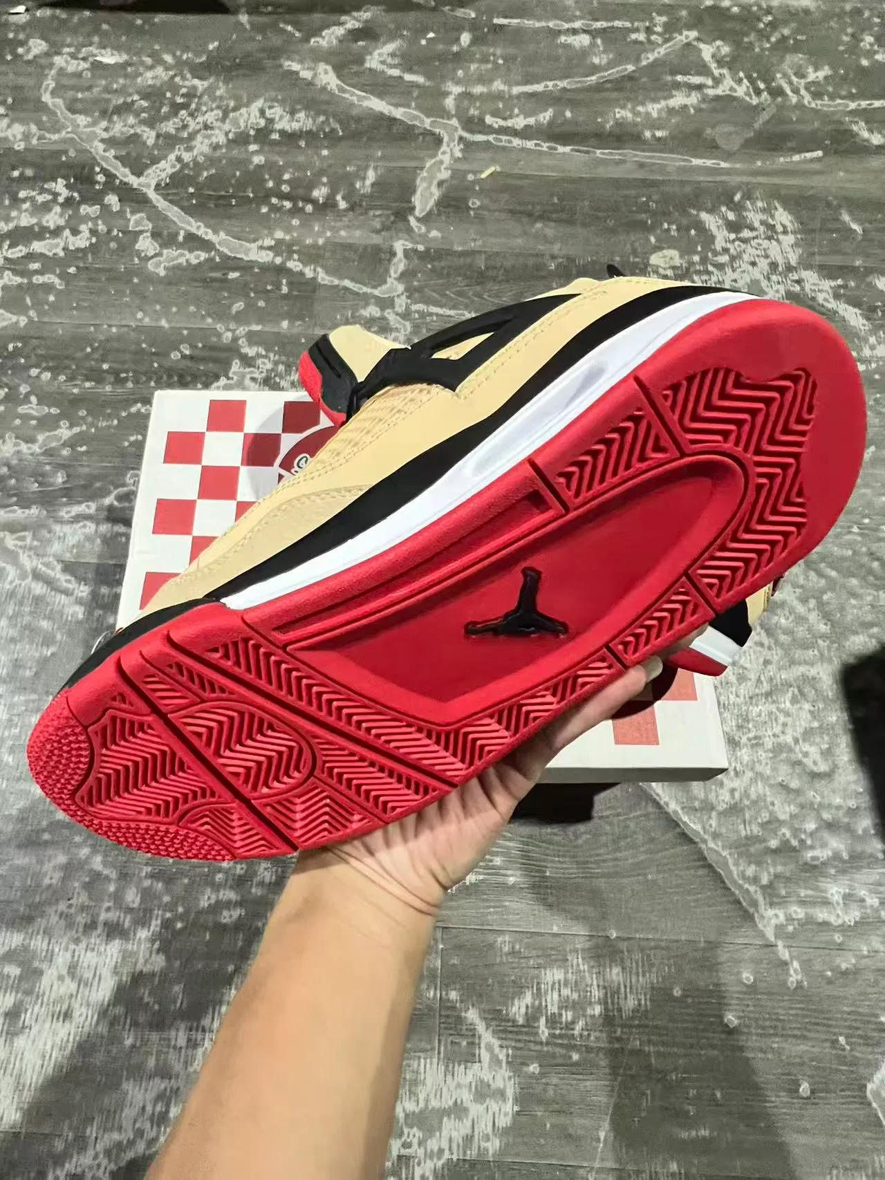 Air Jordan 4 Beige Black Red Basketball Shoes 6