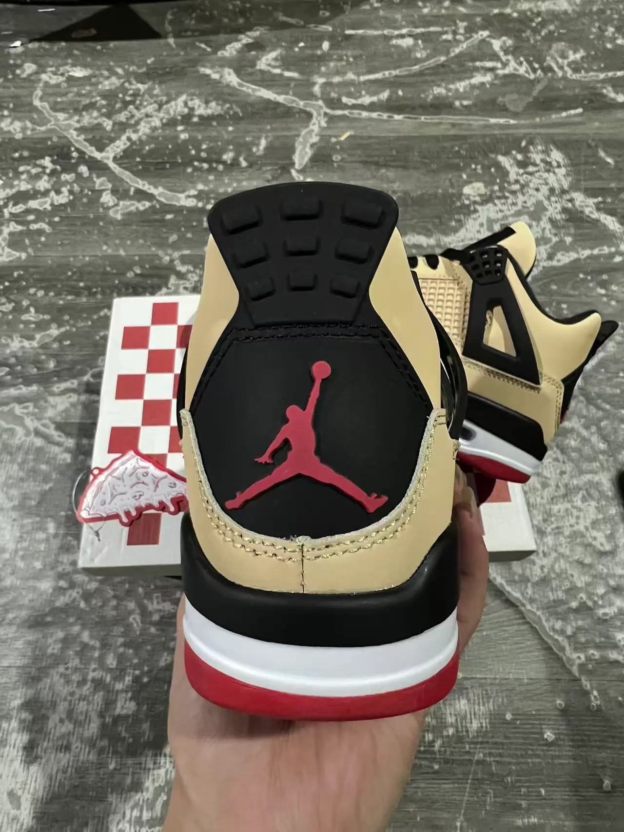 Air Jordan 4 Beige Black Red Basketball Shoes 8