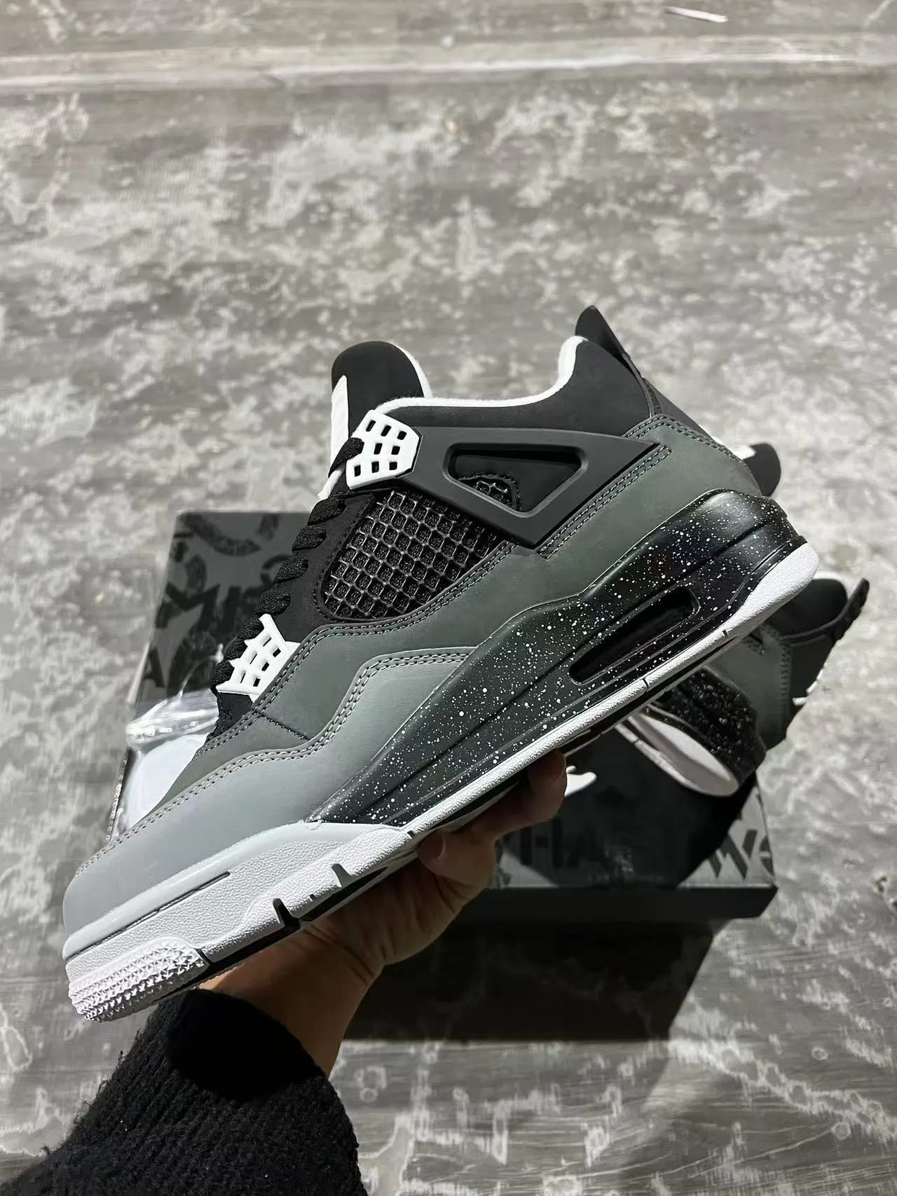 Air Jordan 4 Black Gray Speckled Basketball Shoes 5