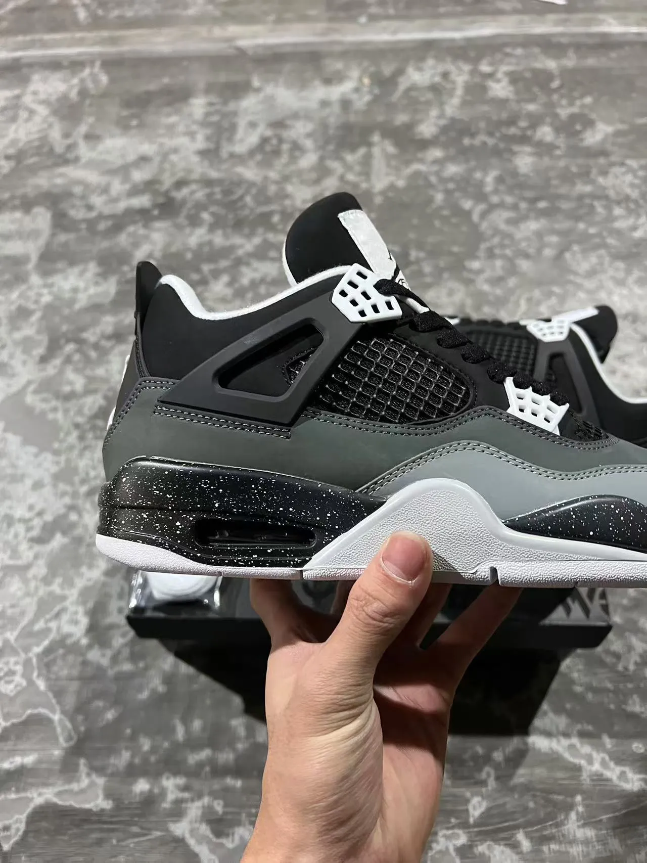 Air Jordan 4 Black Gray Speckled Basketball Shoes 7
