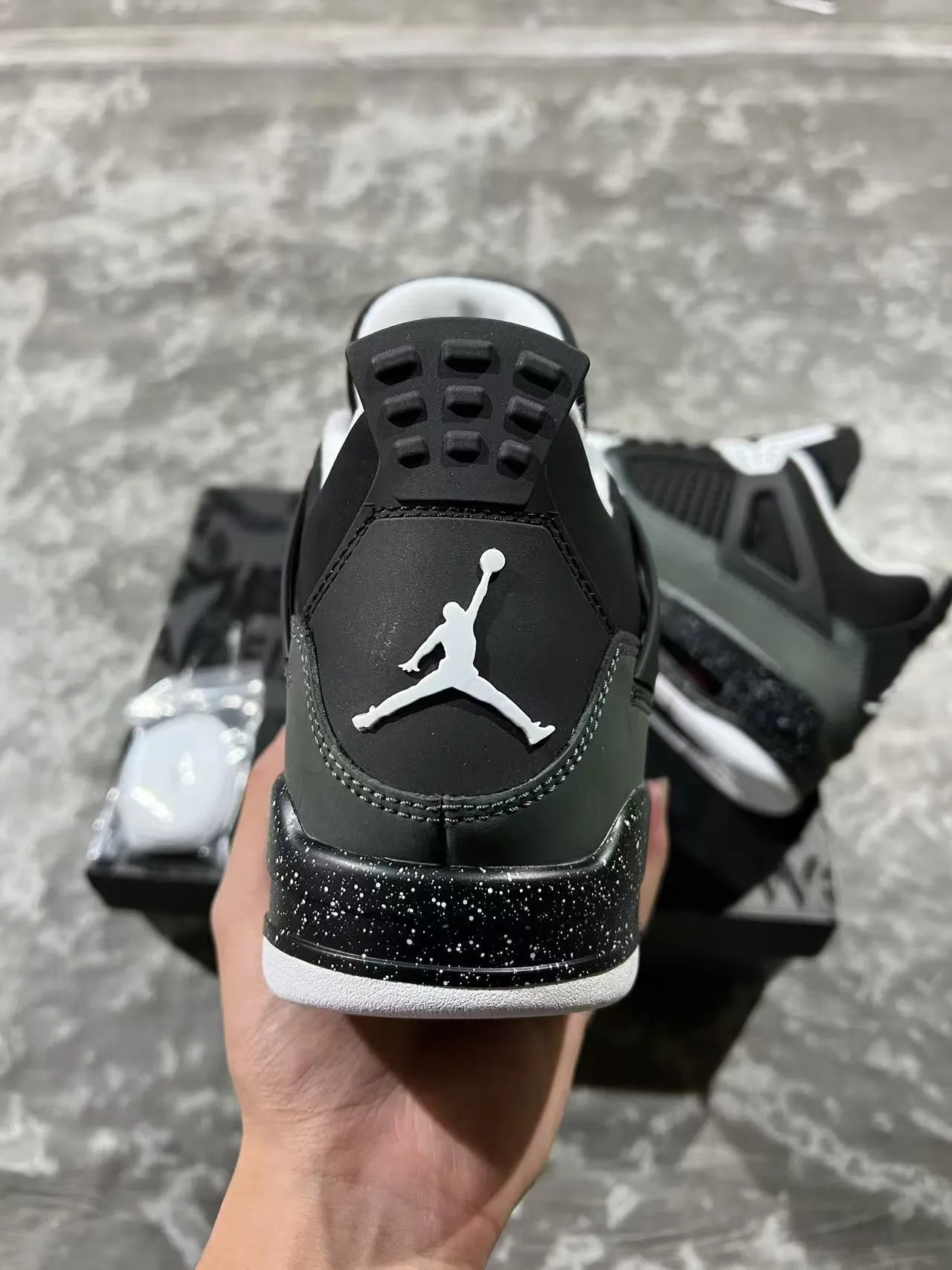Air Jordan 4 Black Gray Speckled Basketball Shoes 8