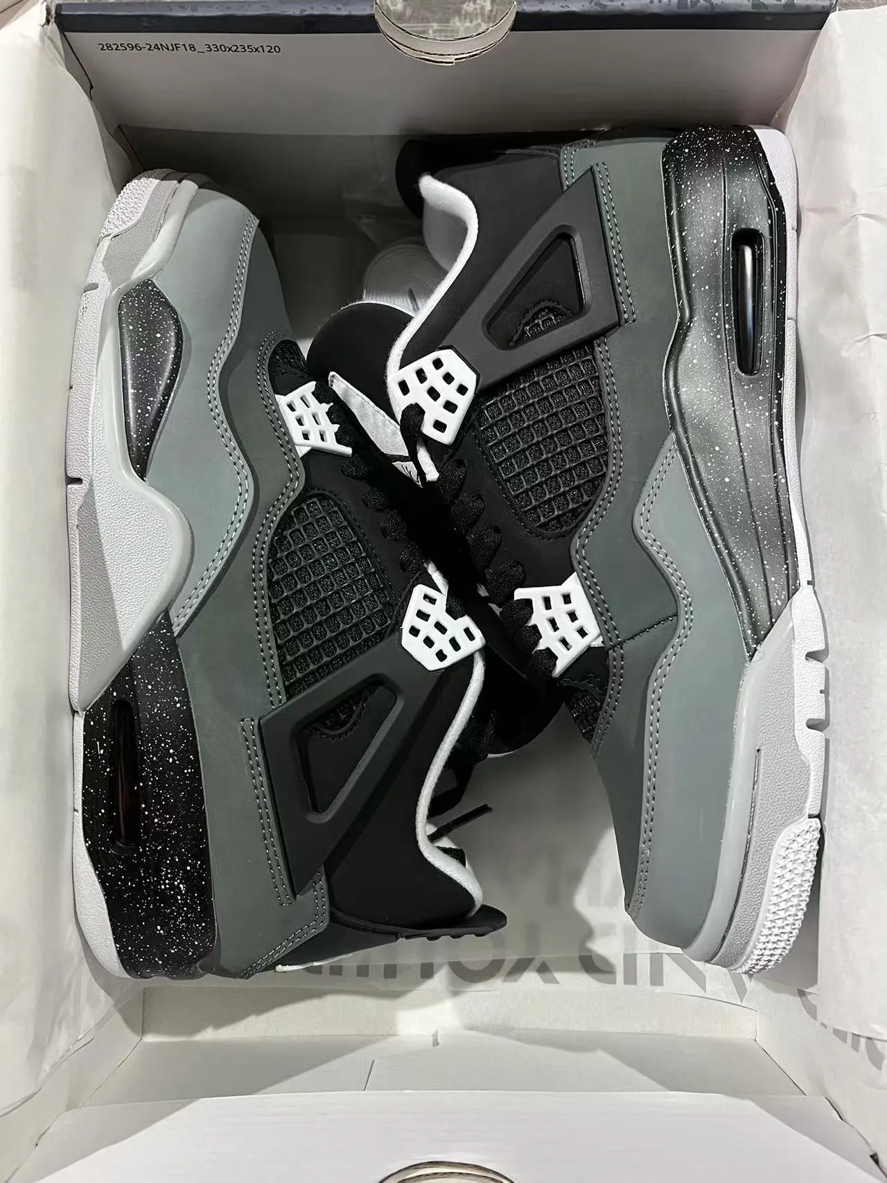 Air Jordan 4 Black Gray Speckled Basketball Shoes 9