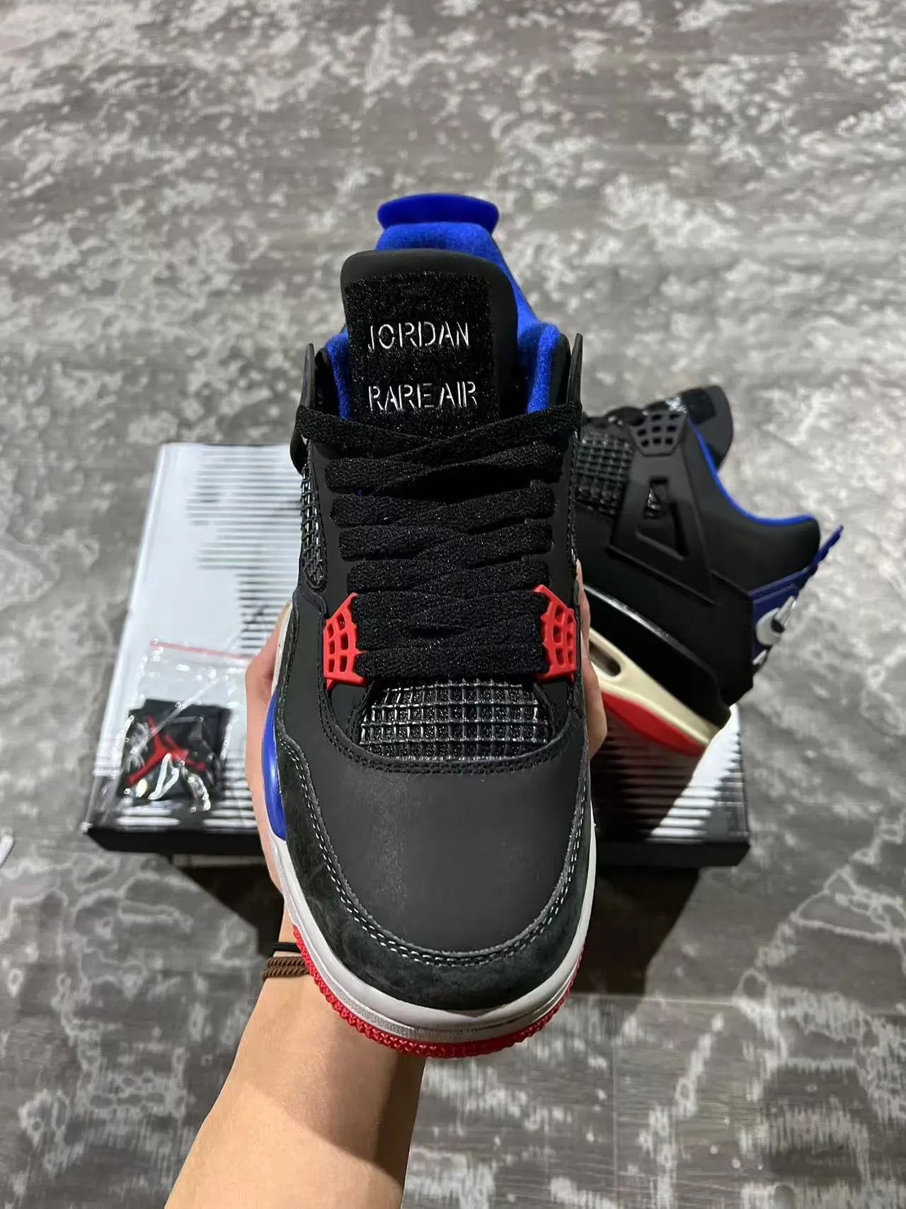 Air Jordan 4 Black Royal Blue Red Basketball Shoes 3