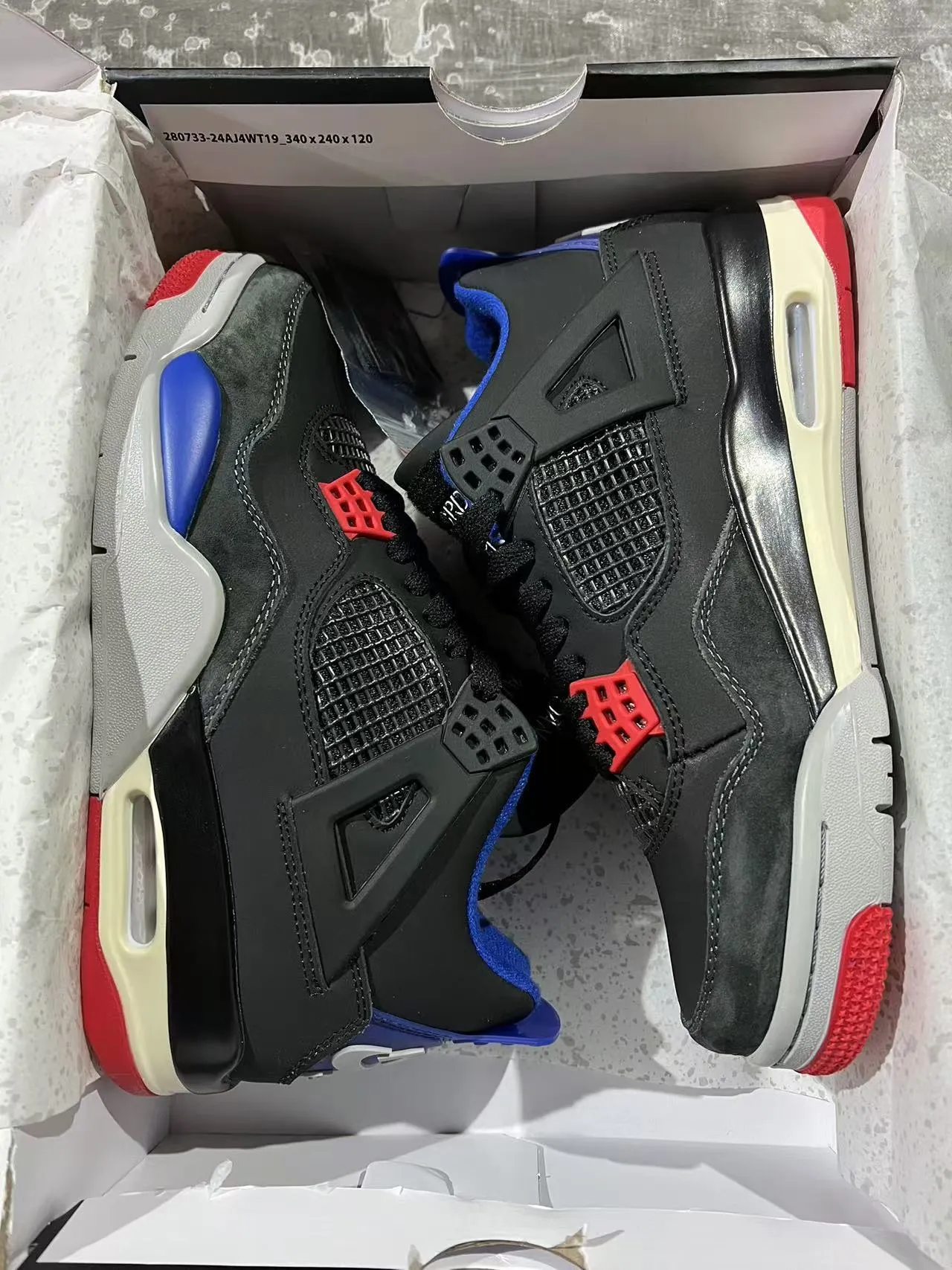 Air Jordan 4 Black Royal Blue Red Basketball Shoes 9