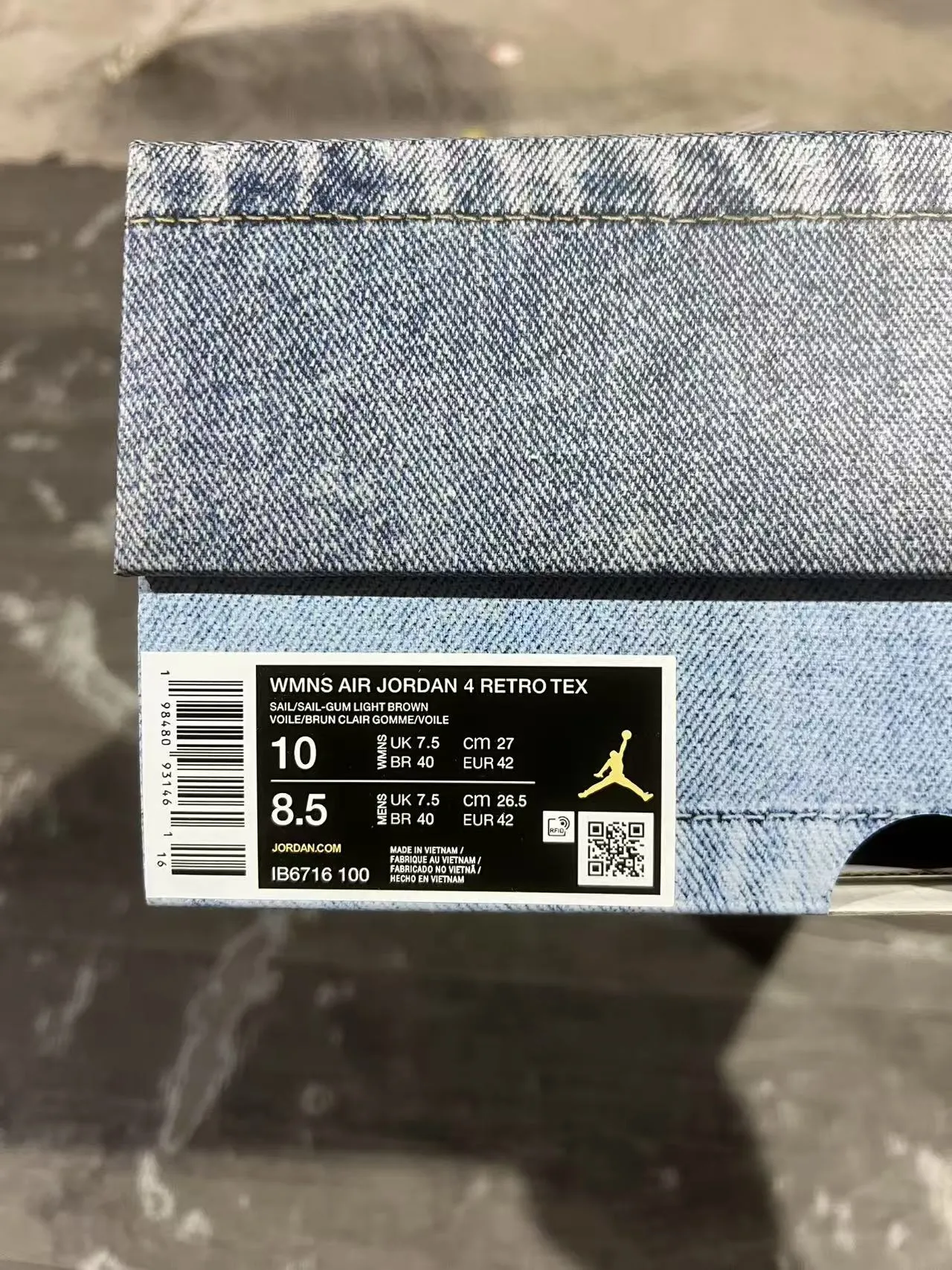 Tênis de basquete Air Jordan 4 Denim azul claro branco goma 10