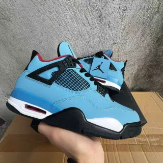 Air Jordan 4 Azul Claro Negro Blanco Rojo Zapatillas de Baloncesto