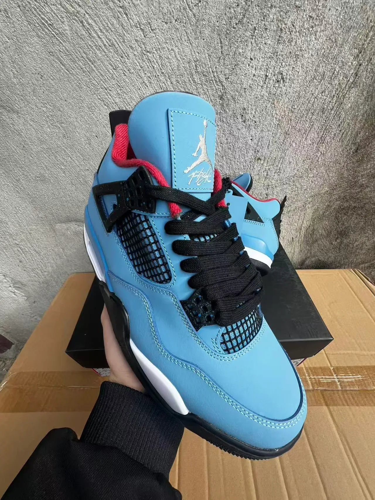 Air Jordan 4 Bleu Clair Noir Blanc Rouge Chaussures de Basketball 2