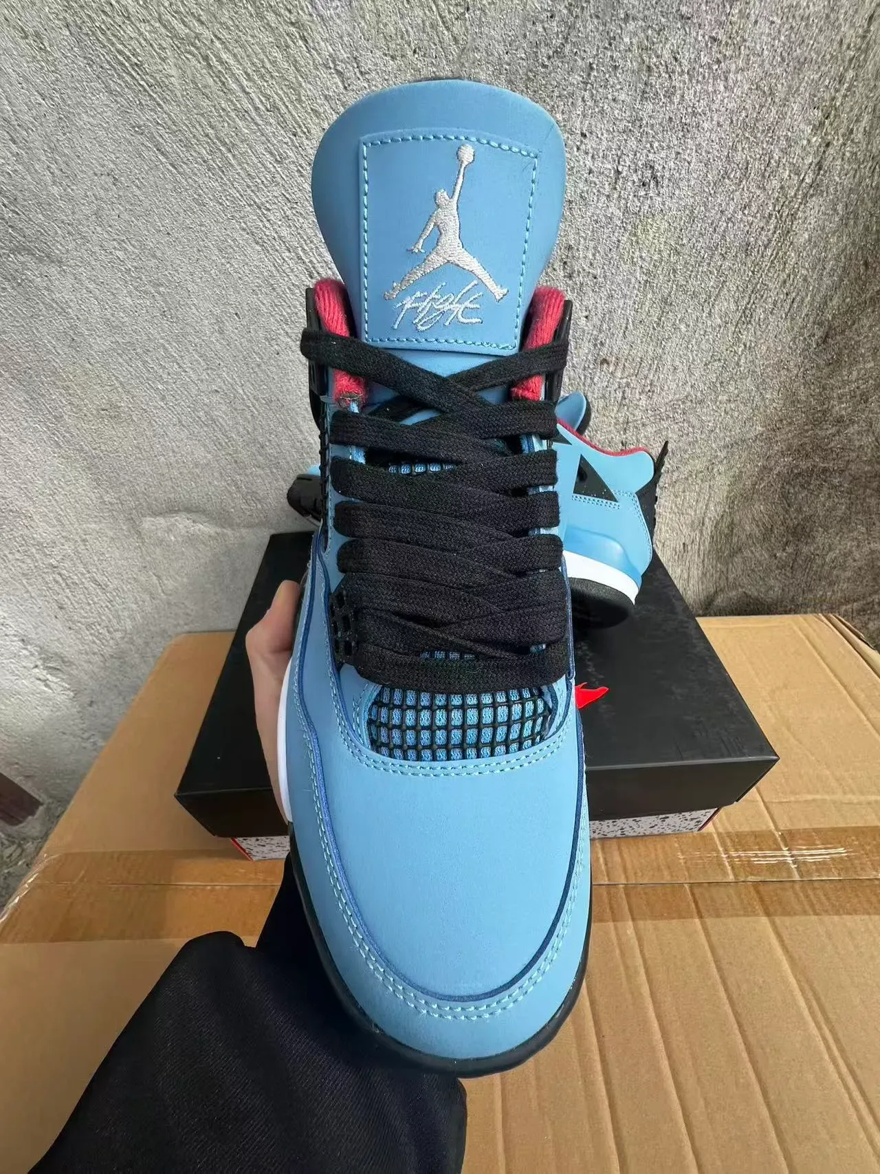 Air Jordan 4 Bleu Clair Noir Blanc Rouge Chaussures de Basketball 3
