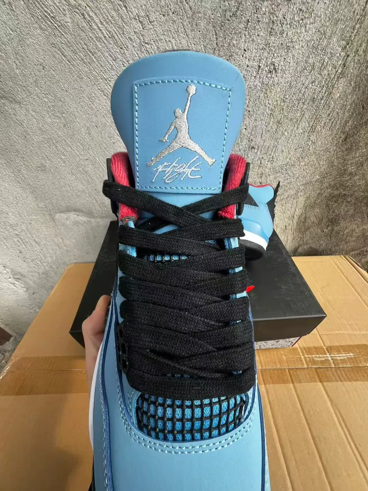 Air Jordan 4 Bleu Clair Noir Blanc Rouge Chaussures de Basketball 4