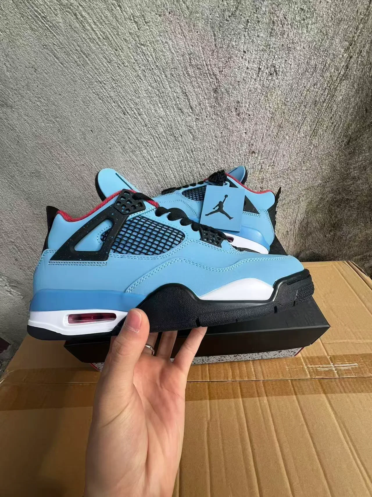 Air Jordan 4 Bleu Clair Noir Blanc Rouge Chaussures de Basketball 7