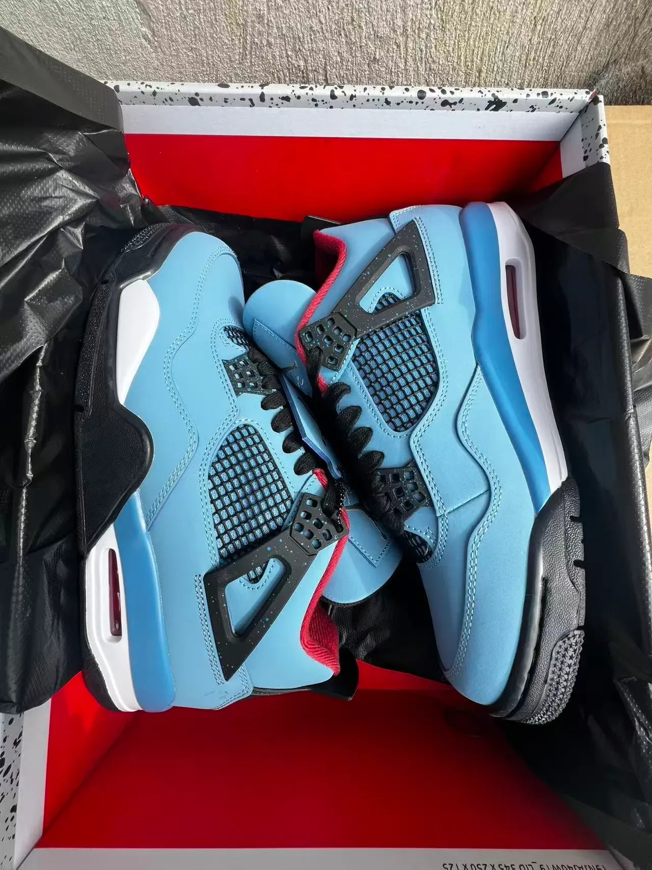 Air Jordan 4 Bleu Clair Noir Blanc Rouge Chaussures de Basketball 9