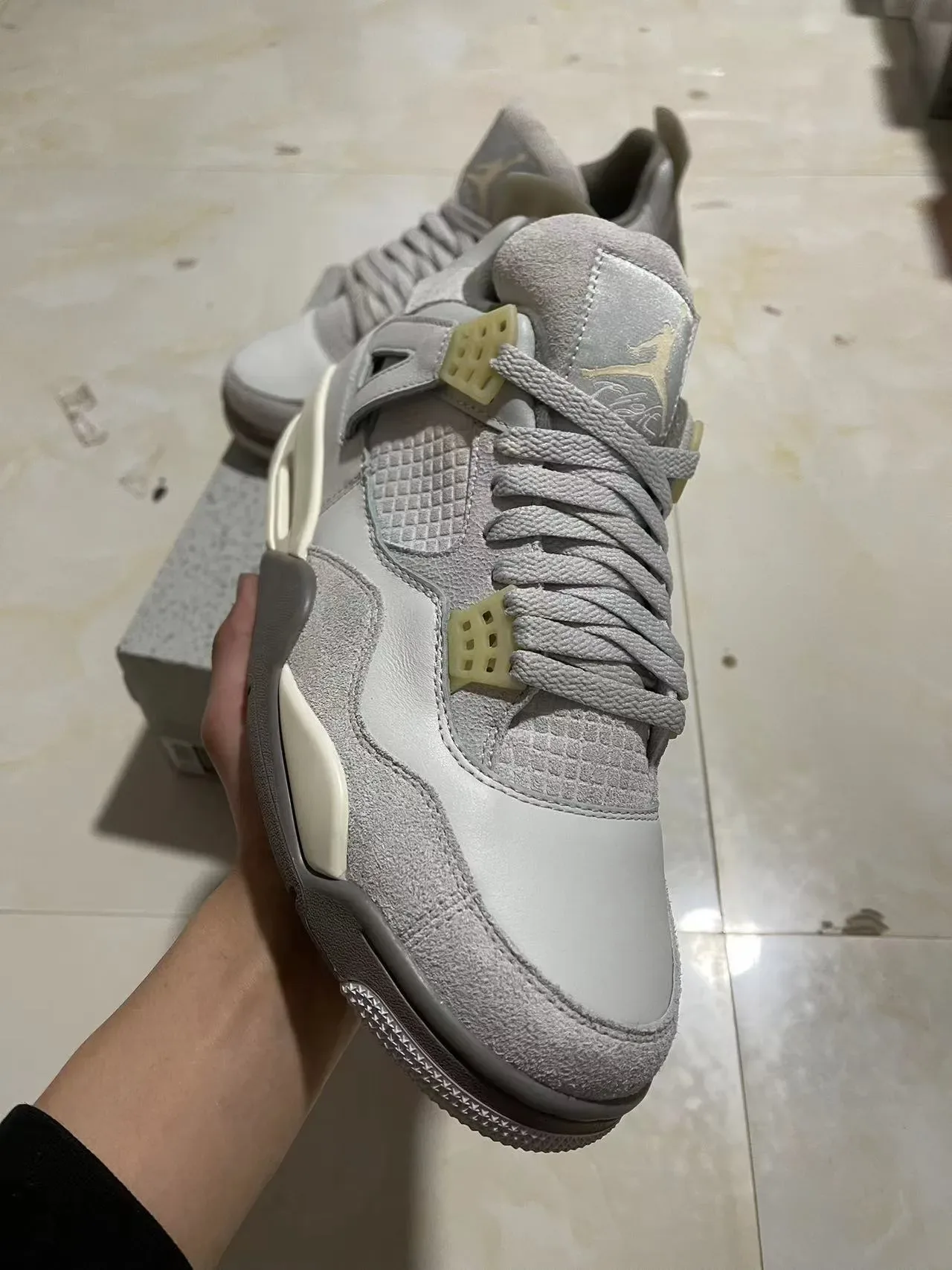 Air Jordan 4 Gris Clair Off-White Chaussures de Basketball 2