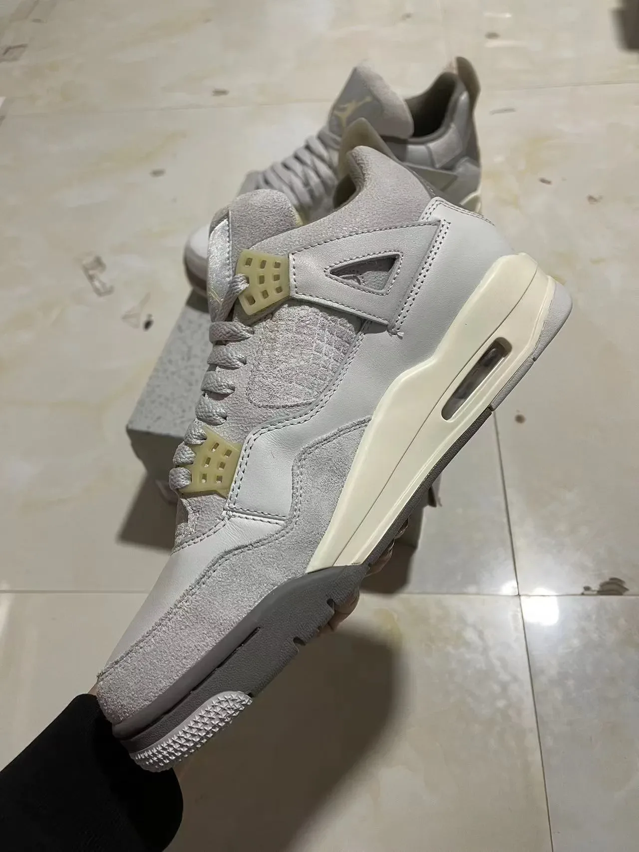 Air Jordan 4 Gris Clair Off-White Chaussures de Basketball 4