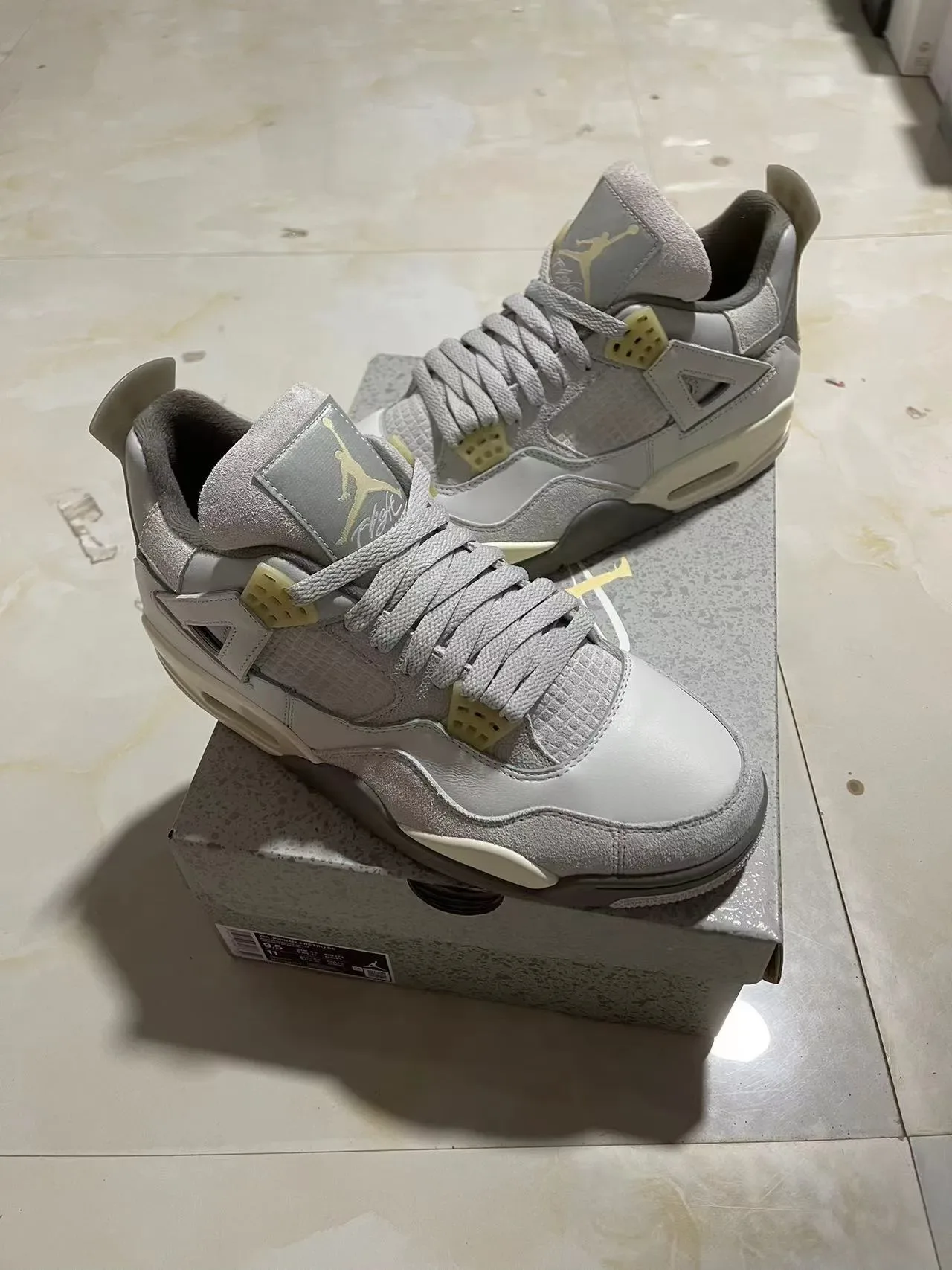 Air Jordan 4 Gris Clair Off-White Chaussures de Basketball 7