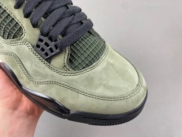 Air Jordan 4 Olive Green Suede Black Plastic Cage Basketball Shoes 2