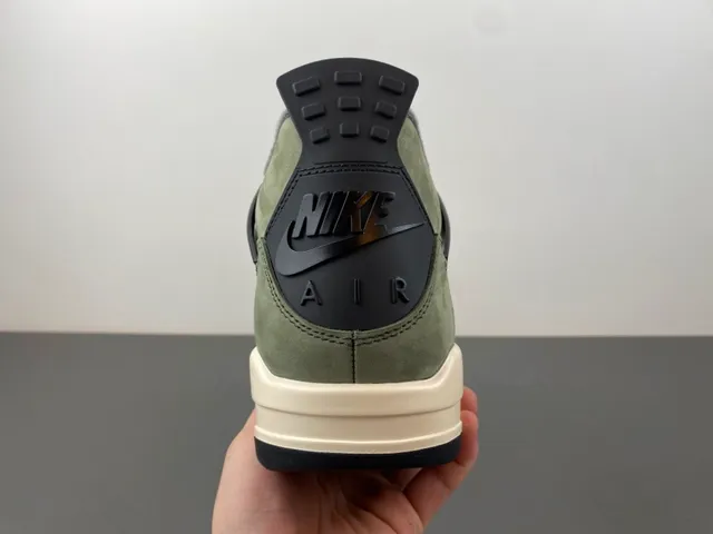 Air Jordan 4 Olive Green Suede Black Plastic Cage Basketball Shoes 4