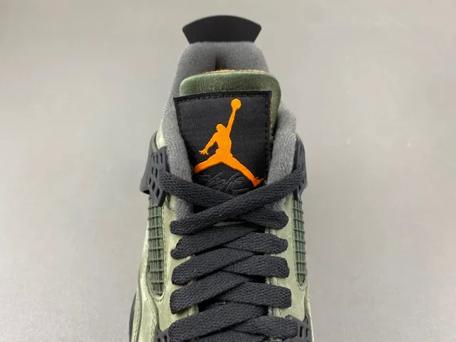 Air Jordan 4 Olive Green Suede Black Plastic Cage Basketball Shoes 6