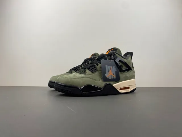 Air Jordan 4 Olive Green Suede Black Plastic Cage Basketball Shoes 10