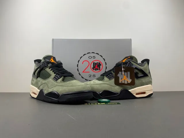 Air Jordan 4 Olive Green Suede Black Plastic Cage Basketball Shoes 13