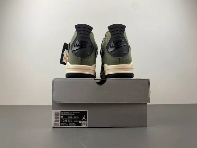 Air Jordan 4 Olive Green Suede Black Plastic Cage Basketball Shoes 17
