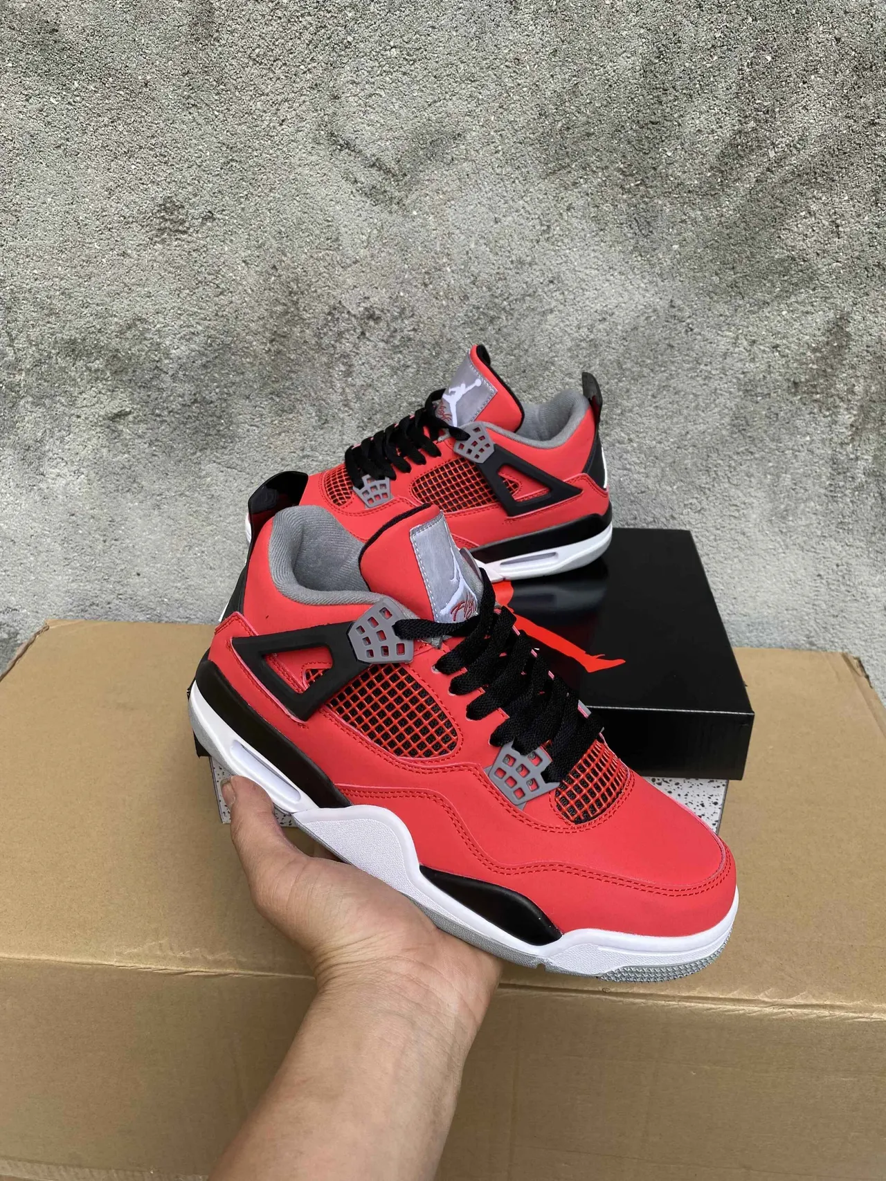 Air Jordan 4 Red Black White Basketball Shoes 4