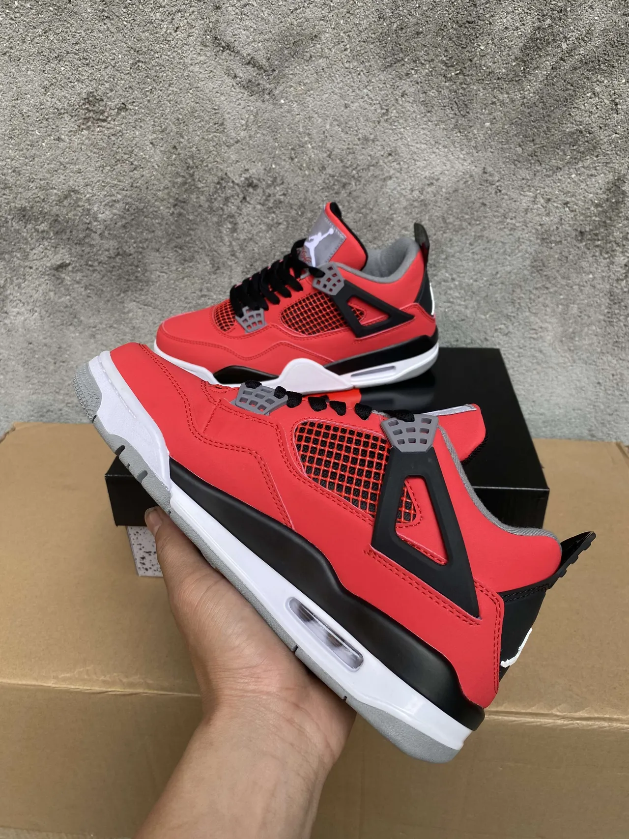 Air Jordan 4 Red Black White Basketball Shoes 5