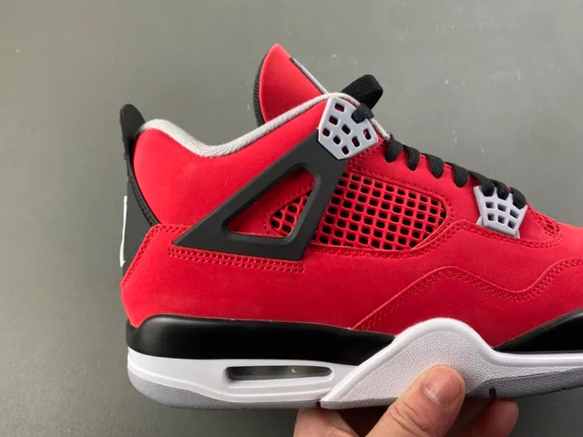 Air Jordan 4 Vermelho Preto Branco Tênis de Basquete 3