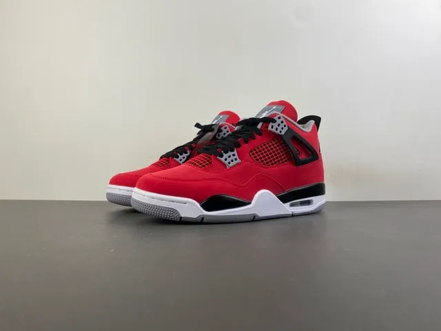 Air Jordan 4 Vermelho Preto Branco Tênis de Basquete 10