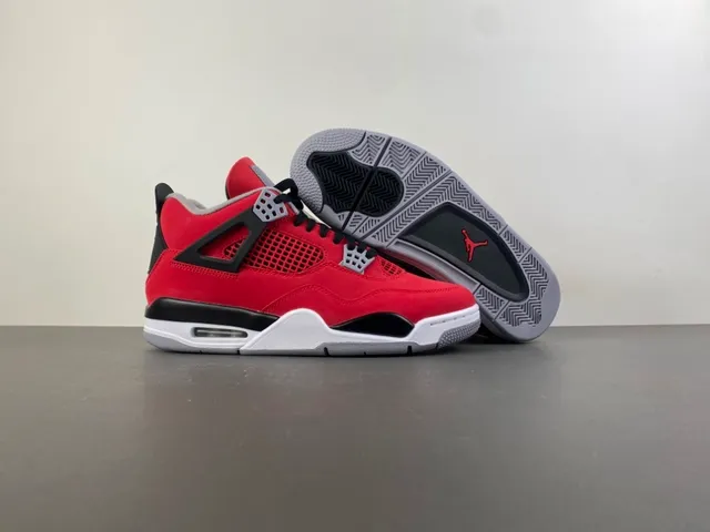 Air Jordan 4 Vermelho Preto Branco Tênis de Basquete 12
