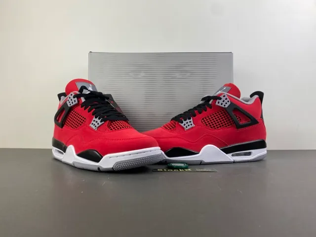 Air Jordan 4 Vermelho Preto Branco Tênis de Basquete 13