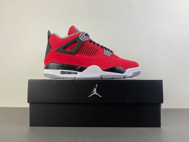 Air Jordan 4 Vermelho Preto Branco Tênis de Basquete 15