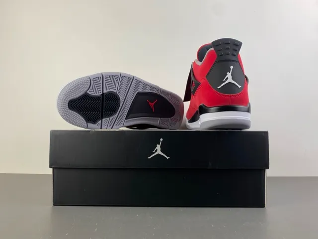 Air Jordan 4 Vermelho Preto Branco Tênis de Basquete 16