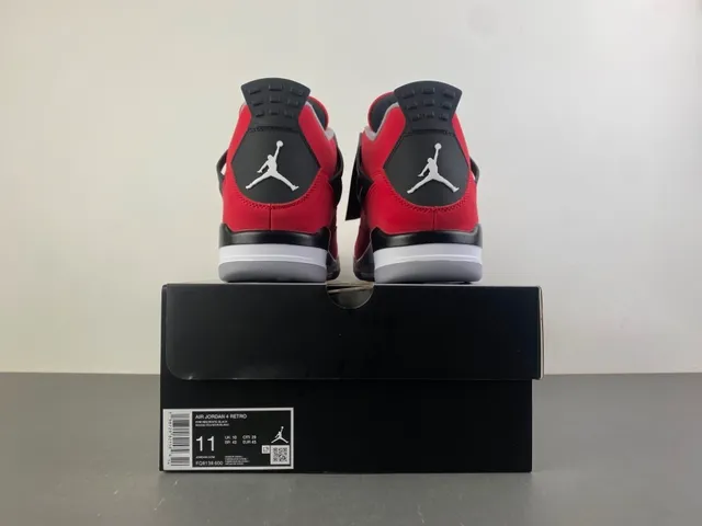 Air Jordan 4 Vermelho Preto Branco Tênis de Basquete 17