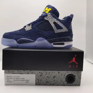 Air Jordan 4 Retro College Navy Amarillo White Basketball Shoes