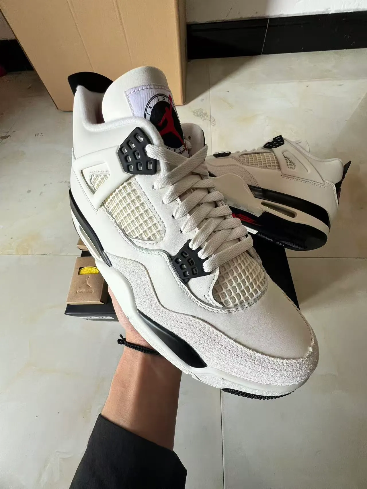Air Jordan 4 White Black Red Basketball Shoes 2