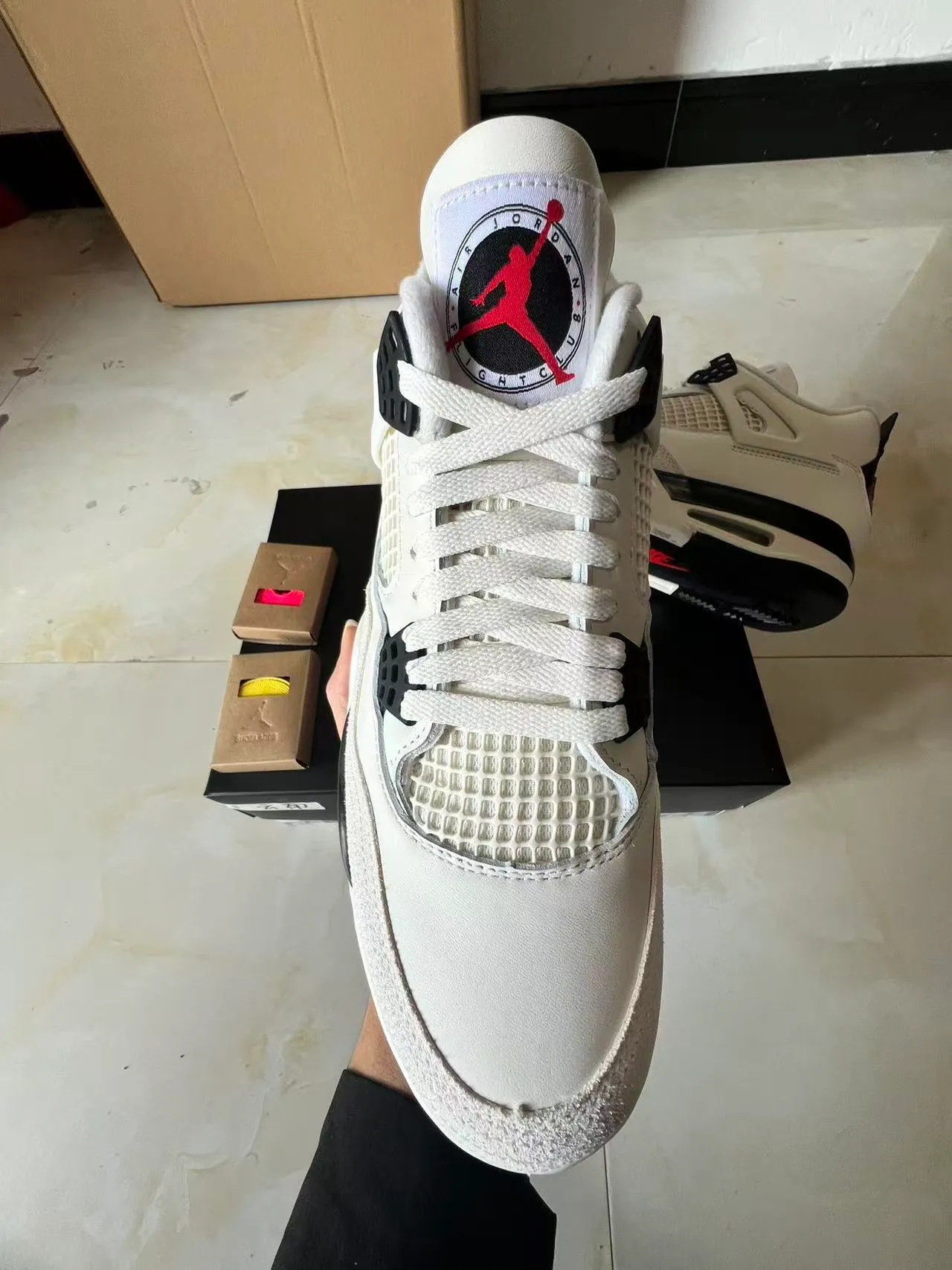 Air Jordan 4 White Black Red Basketball Shoes 3