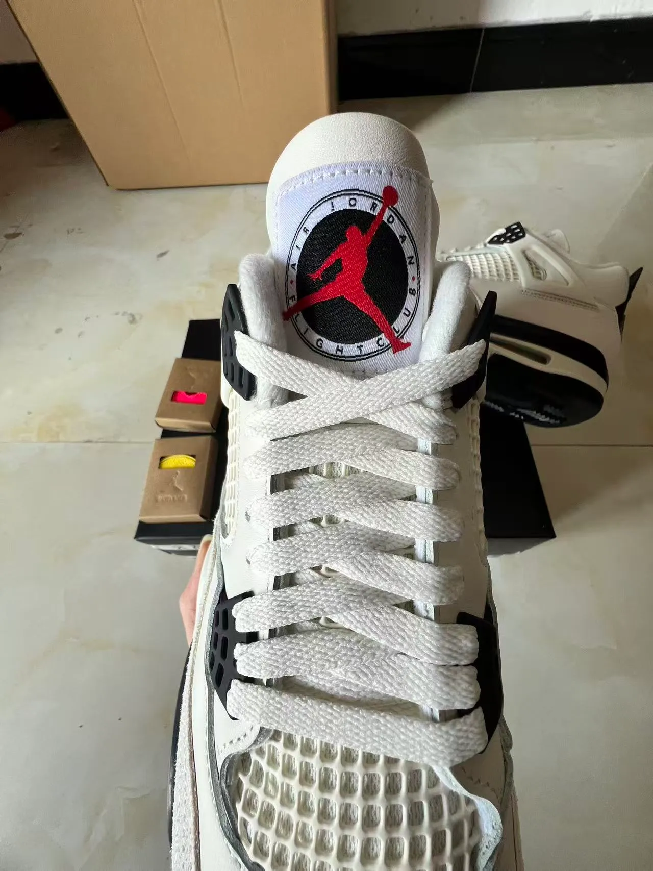 Air Jordan 4 White Black Red Basketball Shoes 4